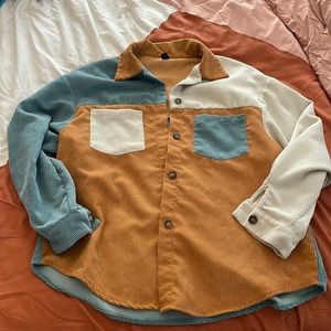 Color block corduroy button down